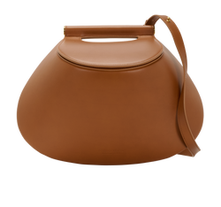 Fisherman Shoulder Bag, Leather, Brown, NFC, S/DB, 3*